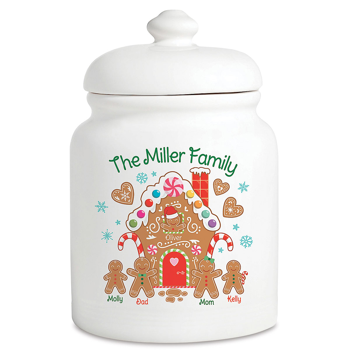 Gingerbread Personalized Cookie Jar - 5 Names | Lillian Vernon