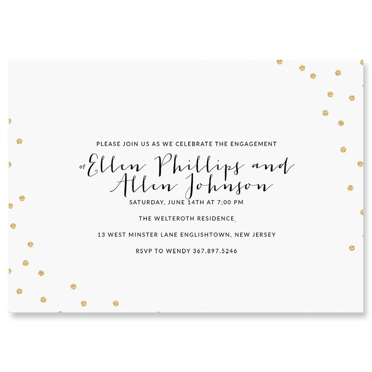 Glitter Confetti Personalized Invitation - Light Weight Stock