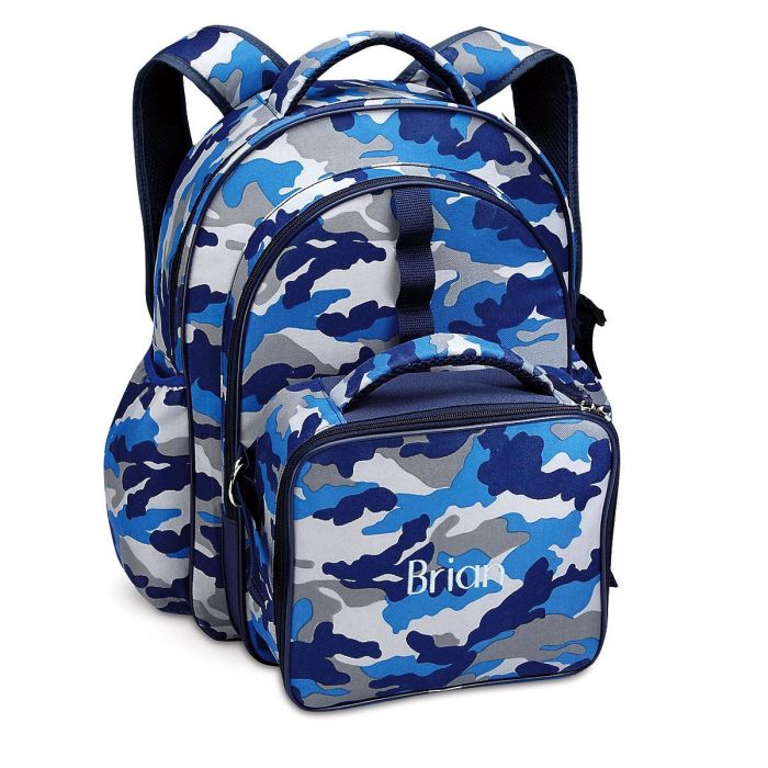Blue Camo Backpack With Attached Lunch Bag Blue Camo Backpack With Attached Lunch Bag