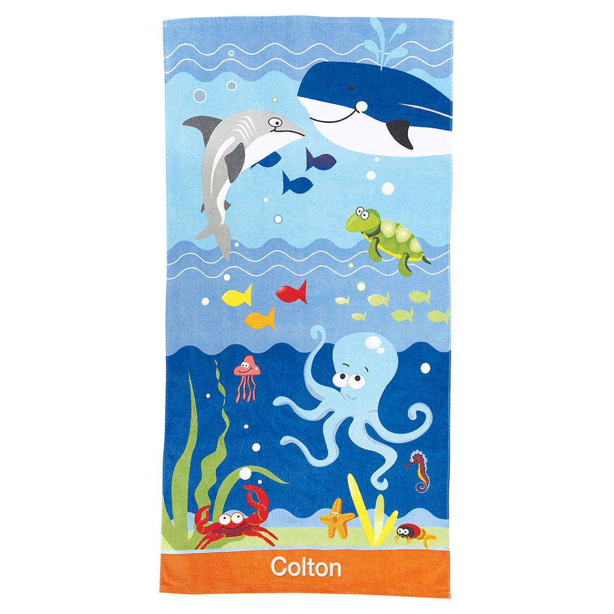 Personalized Sea Animals Bath Towels For Kids - Sea Creatures