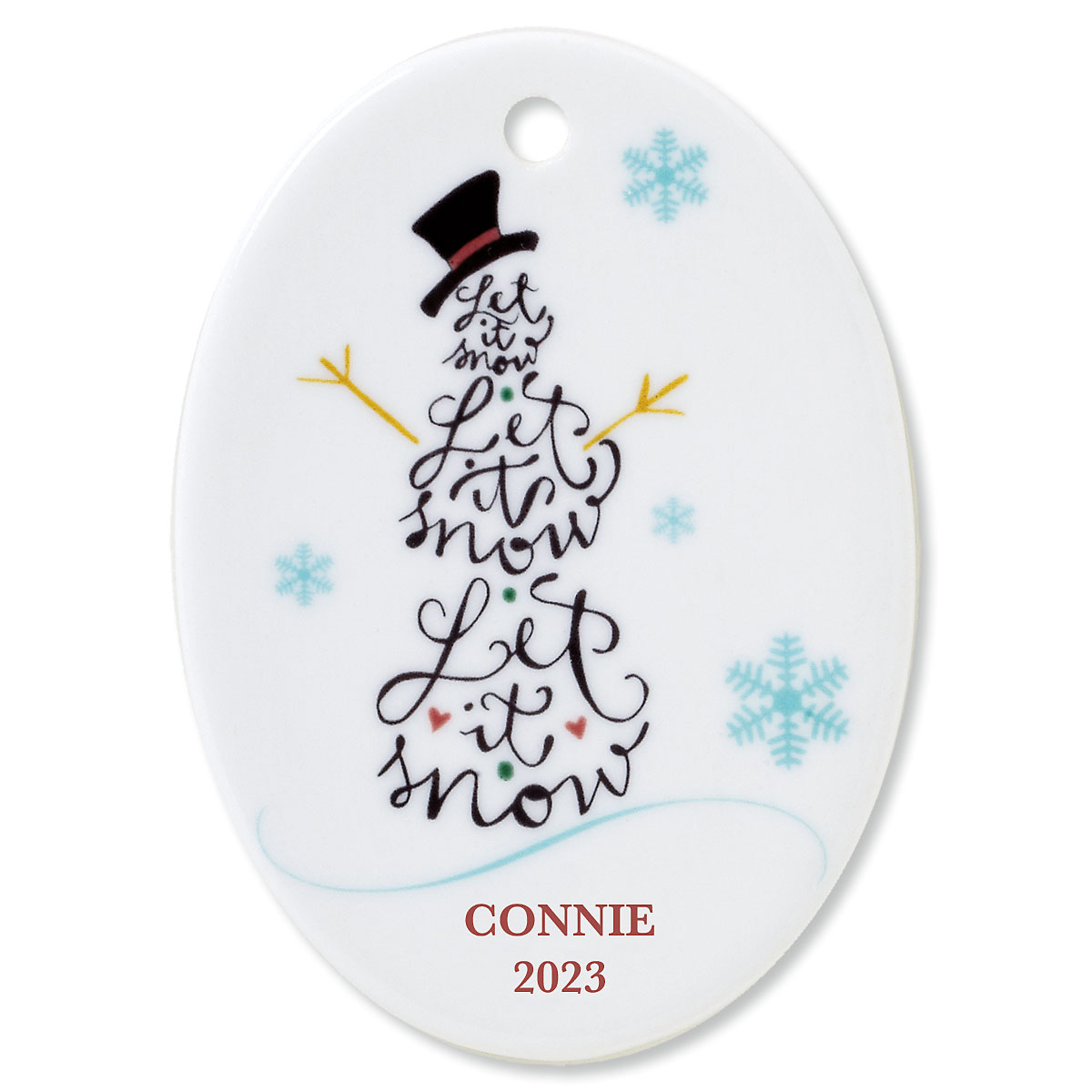 Let it Snow Oval Christmas Personalized Ornaments