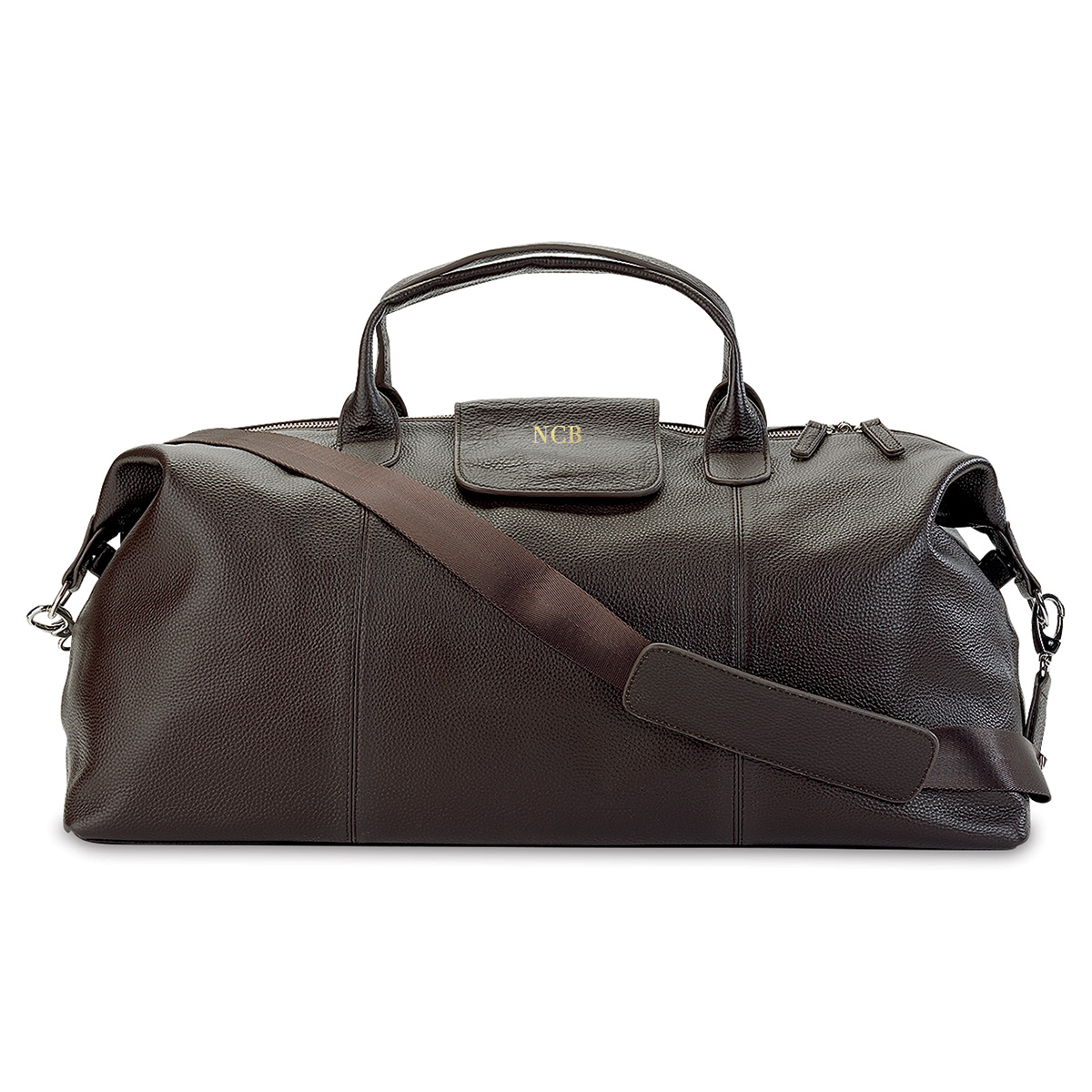 Monogrammed leather travel bag hotsell