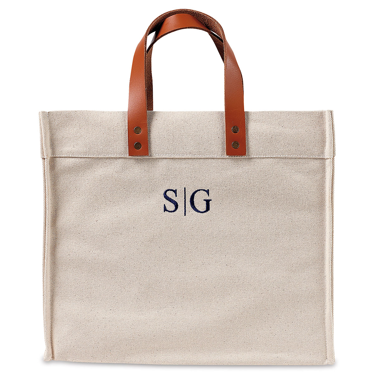 Signature Canvas Tote with Initial Line | Lillian Vernon