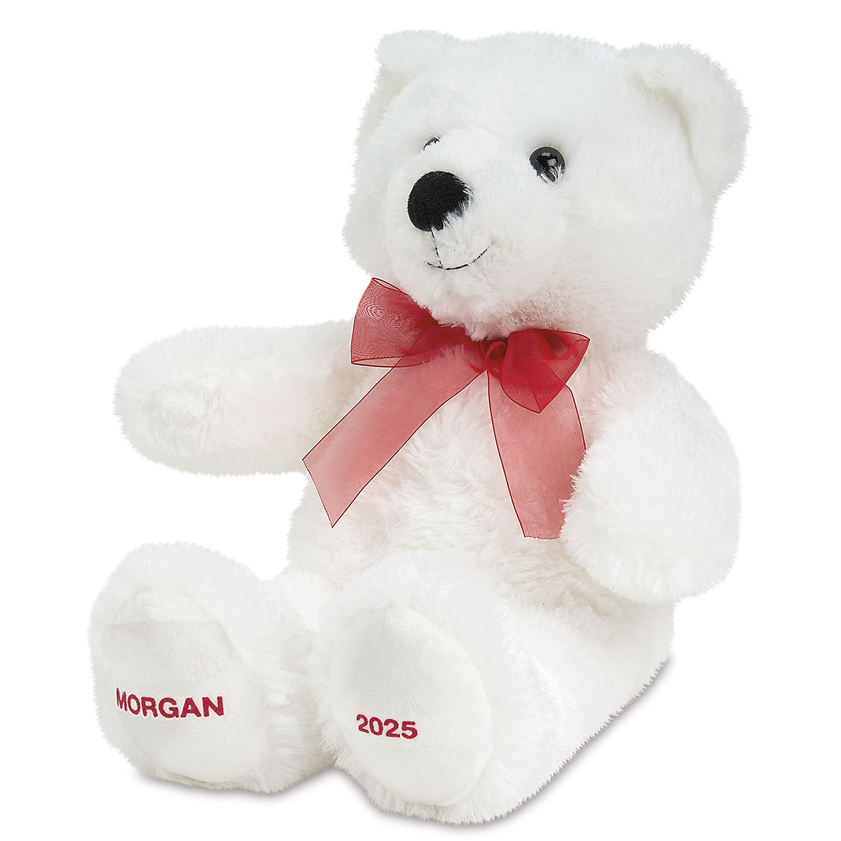 White Bear with Bow Personalized Plush | Lillian Vernon