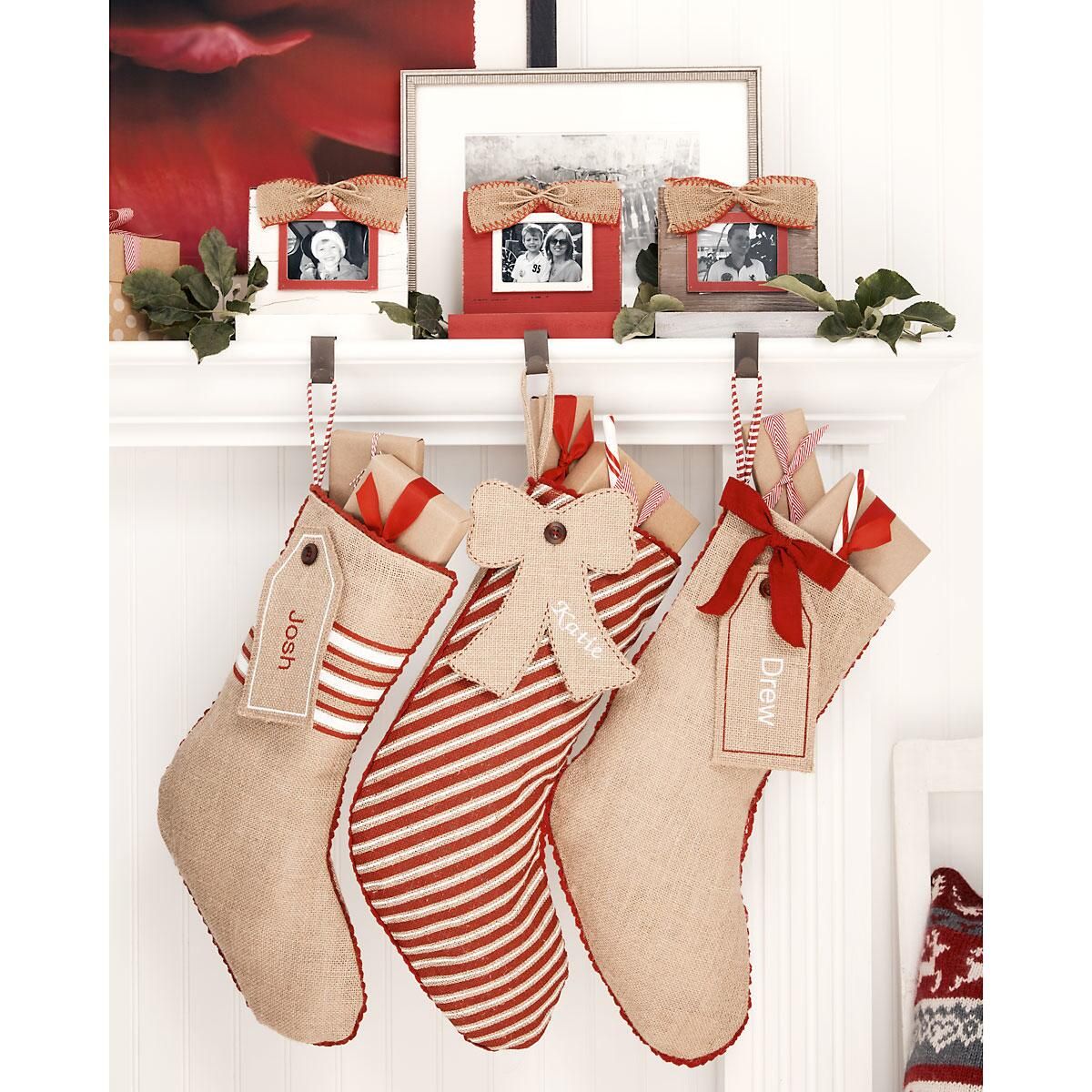 Attractive Burlap Stockings Part - 8: Burlap Personalized Christmas Stocking Banded With Gift Tag By Mud Pie