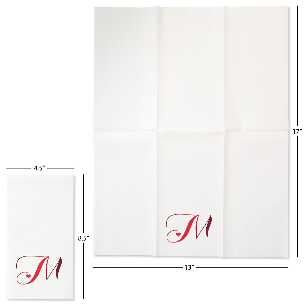 Heart Initial FoilStamped Disposable Hand Towels Lillian Vernon