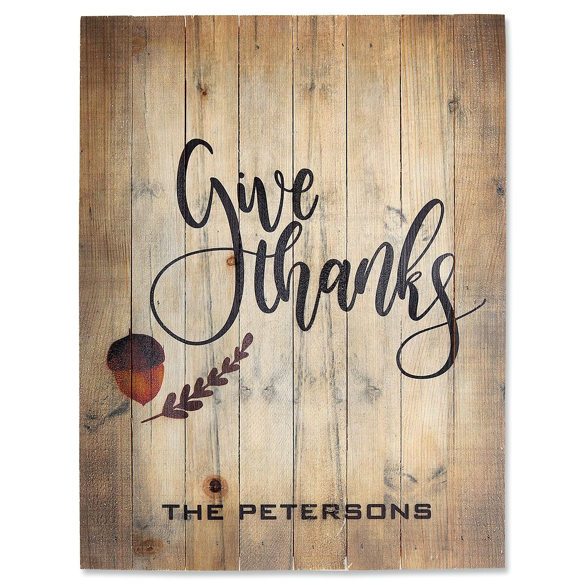 Personalized Give Thanks Wooden Plaque by Lillian Vernon