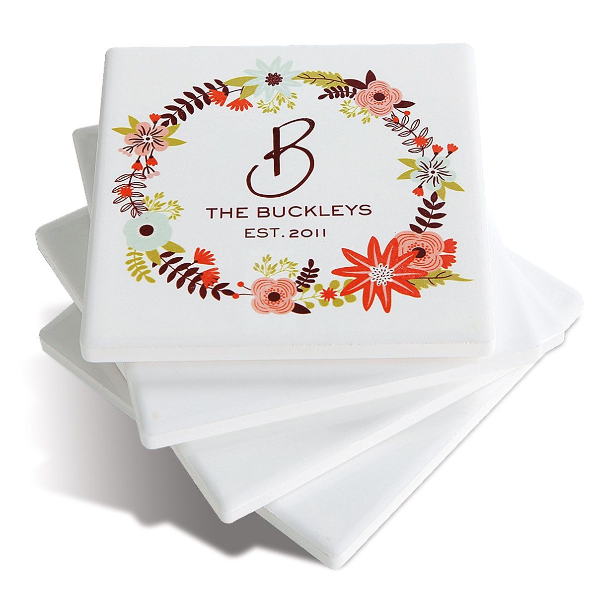 Personalized Wreath Ceramic Coasters Lillian Vernon