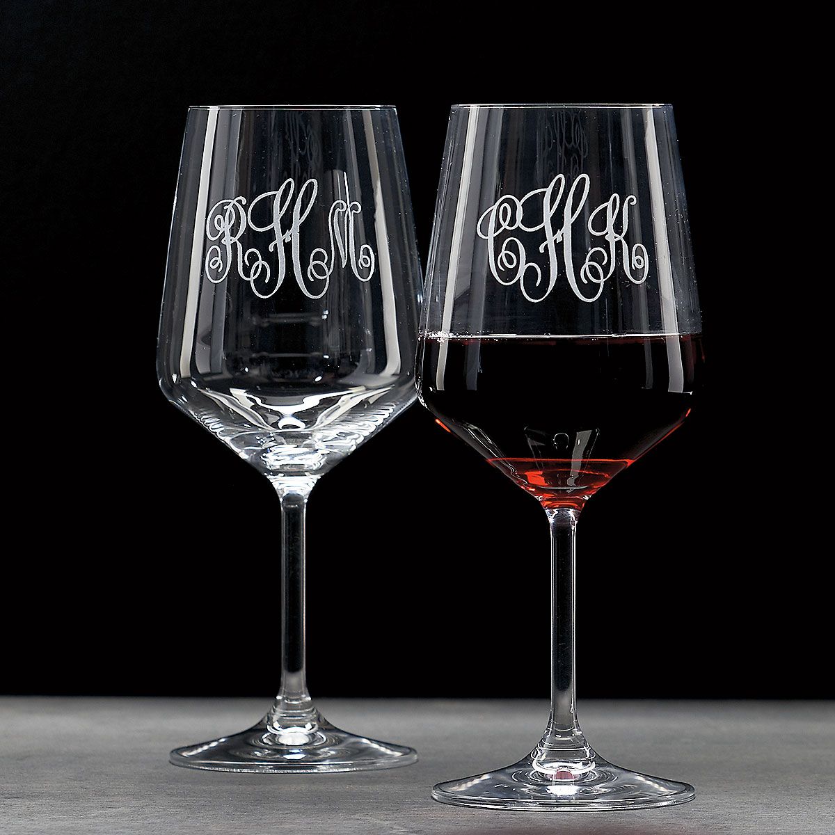 Personalized Red Stemmed Wine Glass