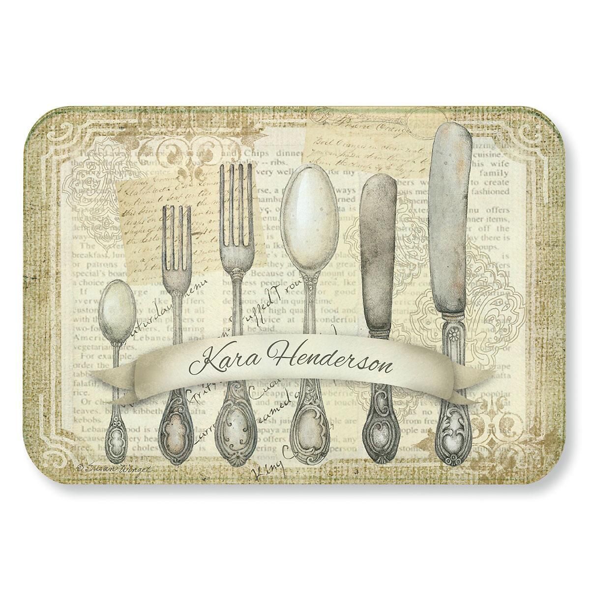 Silverware Tempered Glass Cutting Board Lillian Vernon