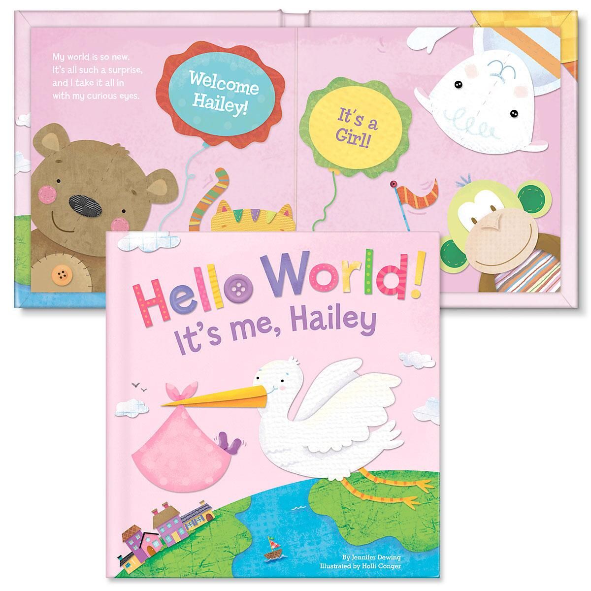 Hello World Personalized Boardbook For Girls Lillian Vernon