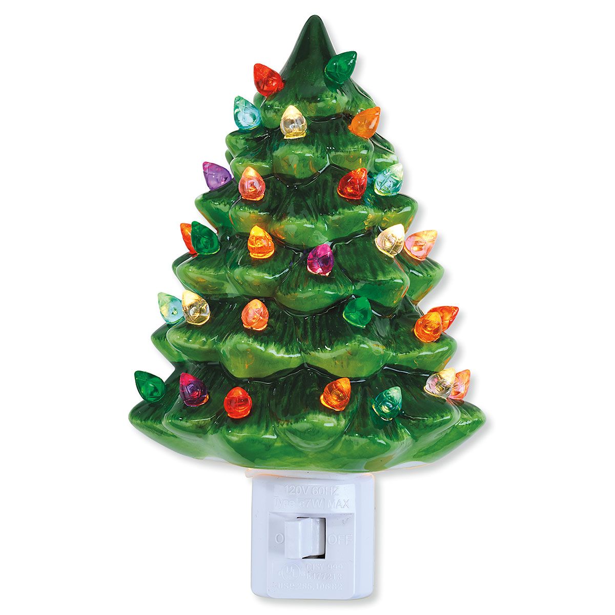 Night Light Ceramic Green Tree | Lillian Vernon