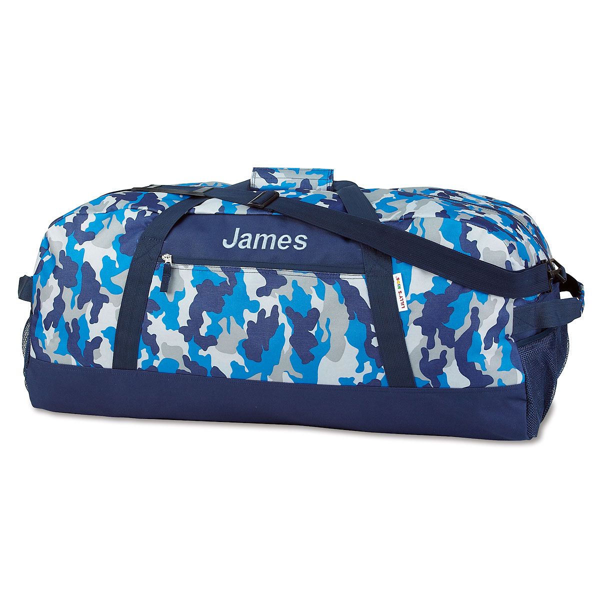 blue camo luggage