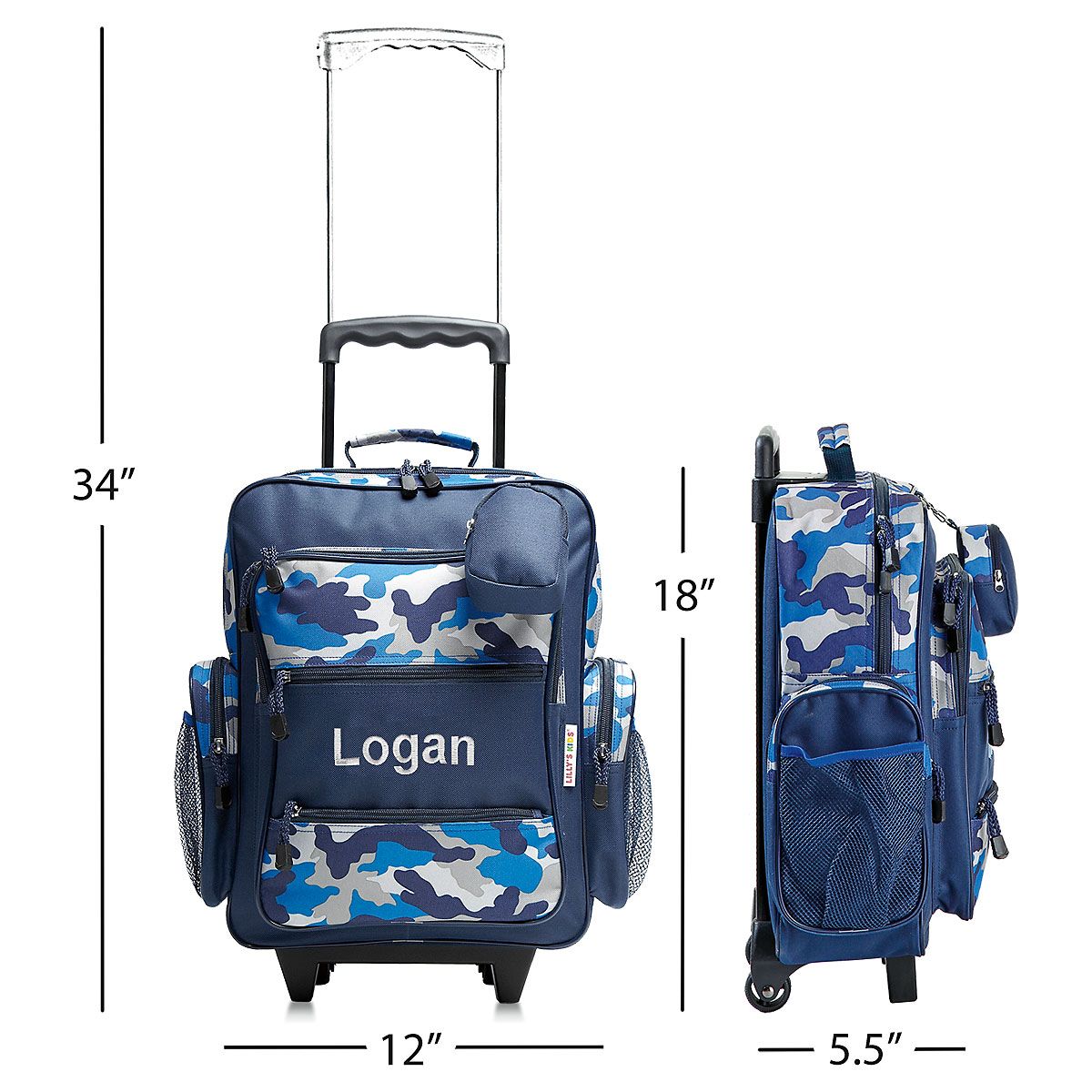Blue Camo Personalized Rolling Luggage Lillian Vernon