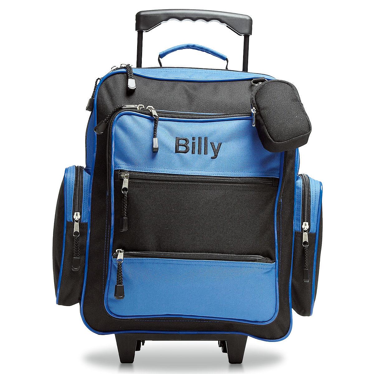 Blue and Black Personalized Rolling Luggage Lillian Vernon