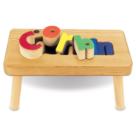 Personalized Wooden Puzzle Step Stool | Lillian Vernon