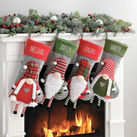 NEW Lovely Large Christmas Stockings Gifts Cloth Santa Elk Socks Xmas Gift Bag For Children Fireplace