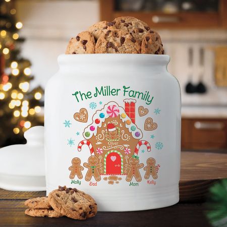 Gingerbread Personalized Cookie Jar - 5 Names | Lillian Vernon