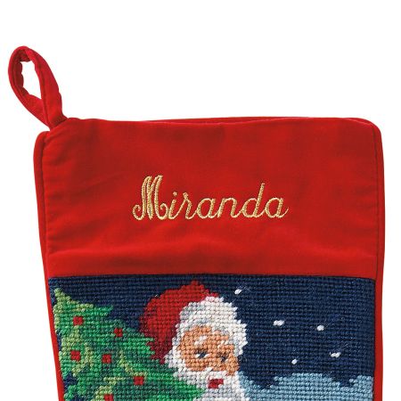 Santa Heirloom Needlepoint Personalized Christmas Stocking