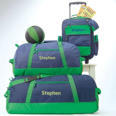 Navy and Green Personalized Duffel Bags Lillian Vernon