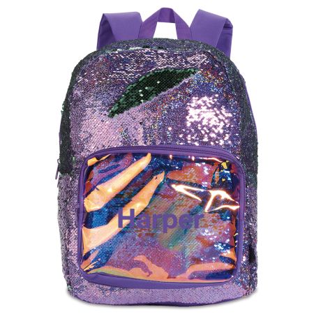 Purple Magic Sequin Holographic Personalized Backpack