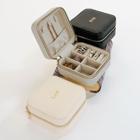 Gray Travel Personalized Jewelry Case | Lillian Vernon