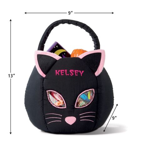 Black Cat Personalized Halloween Treat Bag | Lillian Vernon